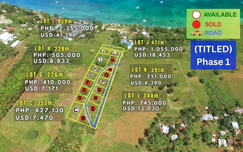 Titled Subdivided Oceanview Lots in Camotes Island Cebu
